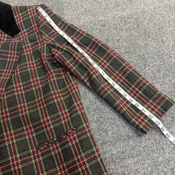 VTG Sag Harbor Women’s 14 Petite Red Plaid 90s Wool Blend Blazer Career - Picture 7 of 8
